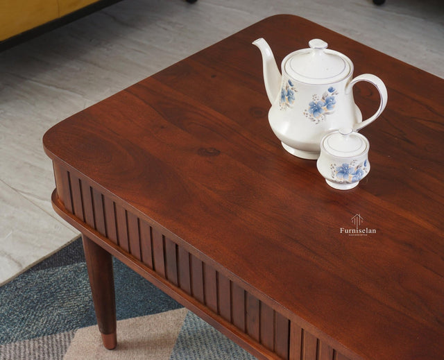 Eiffel Solid Wood Coffee Table - Coffee Table - Furniselan - Grey-Finish