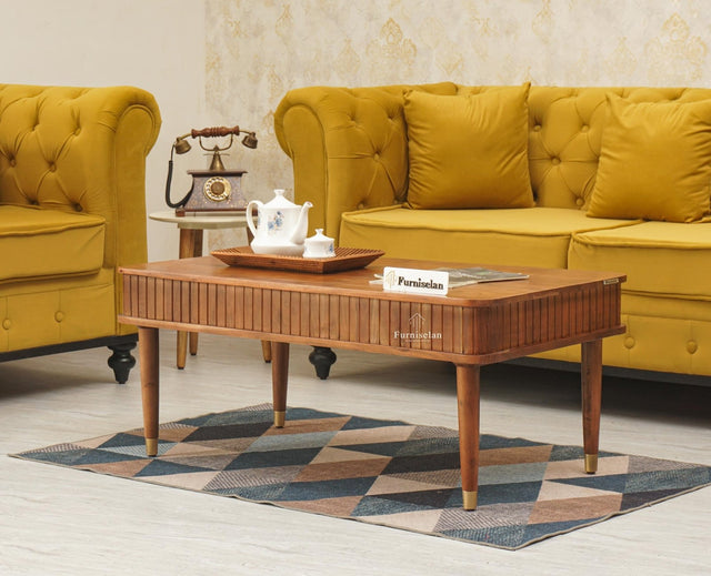 Eiffel Solid Wood Coffee Table - Coffee Table - Furniselan - Brown Finish