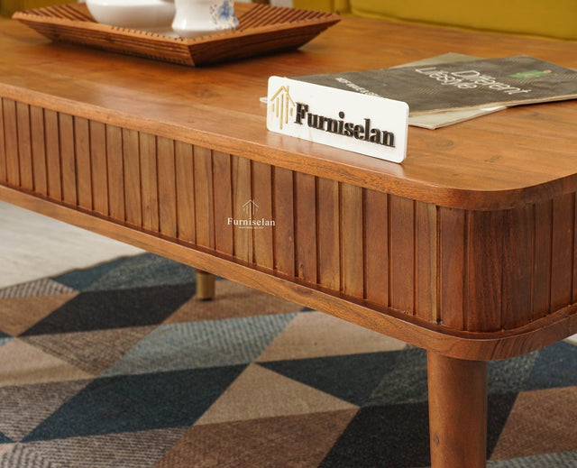 Eiffel Solid Wood Coffee Table - Coffee Table - Furniselan - Brown Finish