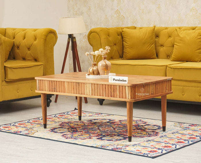 Eiffel Solid Wood Coffee Table - Coffee Table - Furniselan - Natural Finish