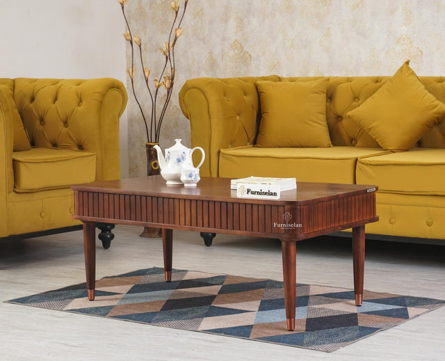 Eiffel Solid Wood Coffee Table - Coffee Table - Furniselan - Grey-Finish
