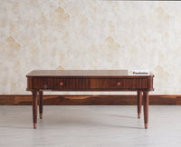 Eiffel Solid Wood Coffee Table Two Drawer - Coffee Table - Furniselan - Grey-Finish