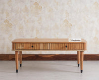 Eiffel Solid Wood Coffee Table Two Drawer - Coffee Table - Furniselan - Natural-Finish