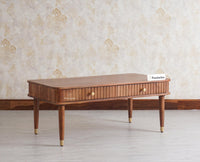 Eiffel Solid Wood Coffee Table Two Drawer - Coffee Table - Furniselan - Teak-Finish