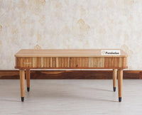 Eiffel Solid Wood Coffee Table Two Drawer - Coffee Table - Furniselan - Natural-Finish