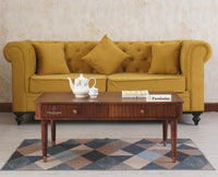 Eiffel Solid Wood Coffee Table Two Drawer - Coffee Table - Furniselan - Grey-Finish