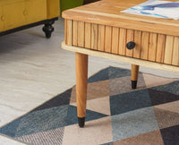 Eiffel Solid Wood Coffee Table Two Drawer - Coffee Table - Furniselan - Natural-Finish