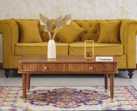 Eiffel Solid Wood Coffee Table Two Drawer - Coffee Table - Furniselan - Teak-Finish