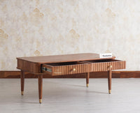 Eiffel Solid Wood Coffee Table Two Drawer - Coffee Table - Furniselan - Teak-Finish