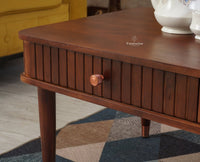 Eiffel Solid Wood Coffee Table Two Drawer - Coffee Table - Furniselan - Grey-Finish