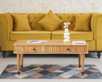 Eiffel Solid Wood Coffee Table Two Drawer - Coffee Table - Furniselan - Natural-Finish
