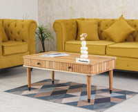 Eiffel Solid Wood Coffee Table Two Drawer - Coffee Table - Furniselan - Natural-Finish