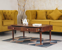 Eiffel Solid Wood Coffee Table Two Drawer - Coffee Table - Furniselan - Grey-Finish