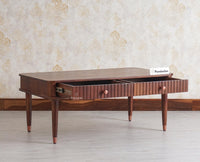 Eiffel Solid Wood Coffee Table Two Drawer - Coffee Table - Furniselan - Grey-Finish