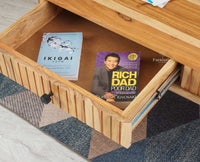 Eiffel Solid Wood Coffee Table Two Drawer - Coffee Table - Furniselan - Natural-Finish