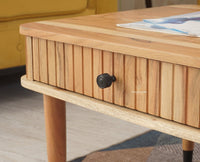 Eiffel Solid Wood Coffee Table Two Drawer - Coffee Table - Furniselan - Natural-Finish