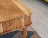 Eiffel Solid Wood Coffee Table Two Drawer - Coffee Table - Furniselan - Natural-Finish