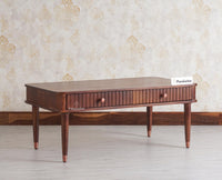 Eiffel Solid Wood Coffee Table Two Drawer - Coffee Table - Furniselan - Grey-Finish