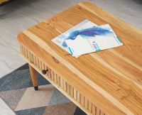 Eiffel Solid Wood Coffee Table Two Drawer - Coffee Table - Furniselan - Natural-Finish