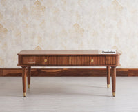 Eiffel Solid Wood Coffee Table Two Drawer - Coffee Table - Furniselan - Teak-Finish