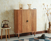Eiffel Solid Wood Shoe Rack Cabinet Designer Shoe Rack Organizer for Entryway & Living Space Furniselan Natural Finish