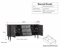 Eiffel Solid Wood Sideboard Cabinet Two Doors and Three Drawers - Sideboard - Furniselan