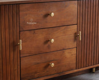 Eiffel Solid Wood Sideboard Cabinet Two Doors and Three Drawers  Furniselan - Teak-Finish