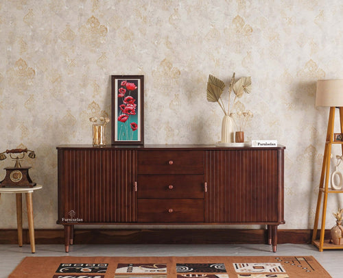 Eiffel Solid Wood Sideboard Cabinet Two Doors and Three Drawers Furniselan - Grey-Finish