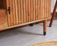 Eiffel Solid Wood TV Cabinet Two Door & One Drawer - Tv Cabinet - Furniselan - Natural-Finish