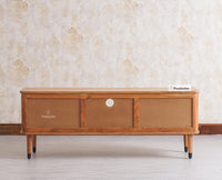 Eiffel Solid Wood TV Cabinet Two Door & One Drawer - Tv Cabinet - Furniselan - Natural-Finish