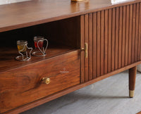 Eiffel Solid Wood TV Cabinet Two Door & One Drawer - Tv Cabinet - Furniselan - Teak-Finish