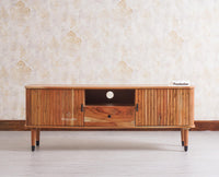Eiffel Solid Wood TV Cabinet Two Door & One Drawer - Tv Cabinet - Furniselan - Natural-Finish
