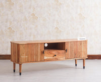 Eiffel Solid Wood TV Cabinet Two Door & One Drawer - Tv Cabinet - Furniselan - Natural-Finish
