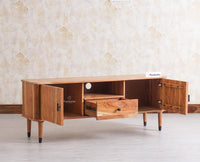 Eiffel Solid Wood TV Cabinet Two Door & One Drawer - Tv Cabinet - Furniselan - Natural-Finish