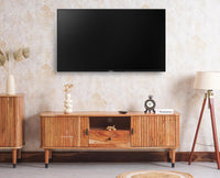Eiffel Solid Wood TV Cabinet Two Door & One Drawer - Tv Cabinet - Furniselan - Natural-Finish