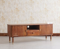 Eiffel Solid Wood TV Cabinet Two Door & One Drawer - Tv Cabinet - Furniselan - Teak-Finish
