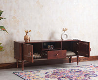 Eiffel Solid Wood TV Cabinet Two Door & One Drawer - Tv Cabinet - Furniselan - Grey-Finish
