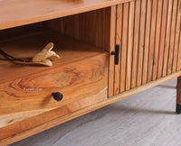 Eiffel Solid Wood TV Cabinet Two Door & One Drawer - Tv Cabinet - Furniselan - Natural-Finish