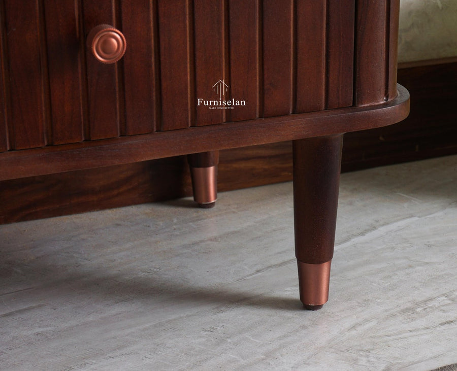 Eiffel Solid Wood Two Door Bedside Table - Bedside Table - Furniselan-Grey-Finish