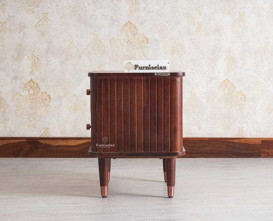 Eiffel Solid Wood Two Door Bedside Table - Bedside Table - Furniselan-Grey-Finish