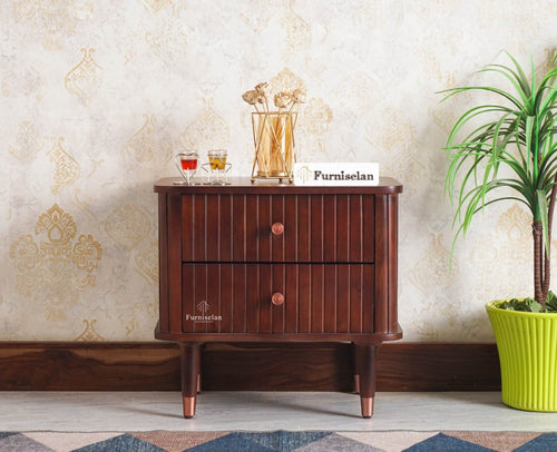 Eiffel Solid Wood Two Door Bedside Table - Bedside Table - Furniselan-Grey-Finish
