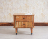 Eiffel Solid Wood Two Door Bedside Table - Bedside Table - Furniselan-Natural-Finish