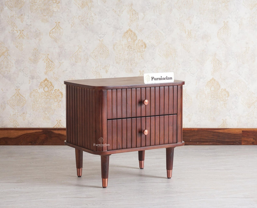 Eiffel Solid Wood Two Door Bedside Table - Bedside Table - Furniselan-Grey-Finish