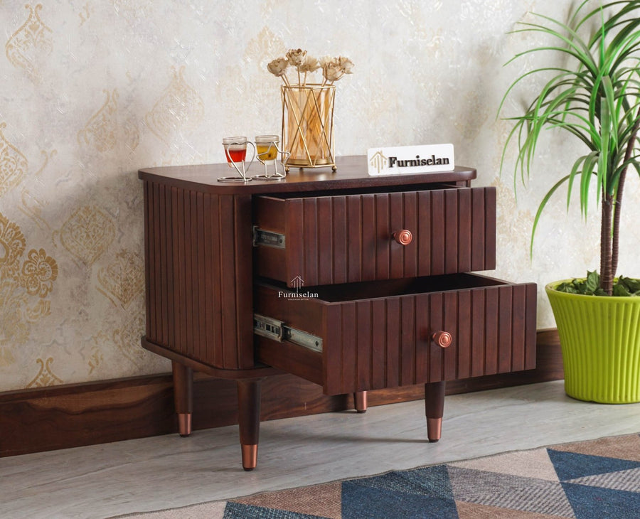 Eiffel Solid Wood Two Door Bedside Table - Bedside Table - Furniselan-Grey-Finish