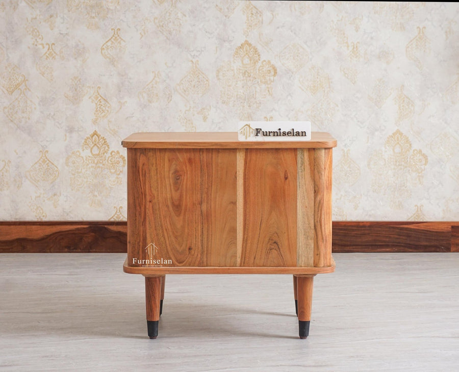 Eiffel Solid Wood Two Door Bedside Table - Bedside Table - Furniselan-Natural-Finish