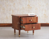 Eiffel Solid Wood Two Door Bedside Table - Bedside Table - Furniselan-Brown Finish
