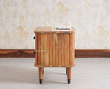 Eiffel Solid Wood Two Door Bedside Table - Bedside Table - Furniselan-Natural-Finish