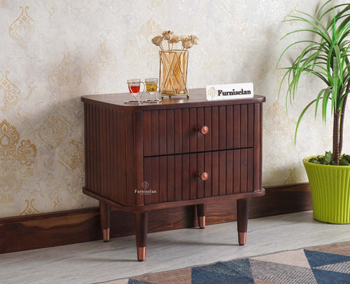 Eiffel Solid Wood Two Door Bedside Table - Bedside Table - Furniselan-Grey-Finish