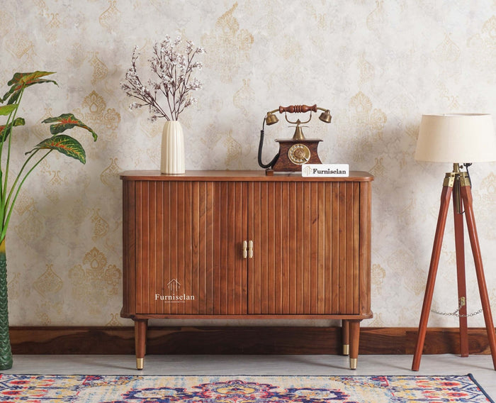 Eiffel Solid Wood Two Door Sideboard Cabinet - Sideboard - Furniselan - Teak Finish