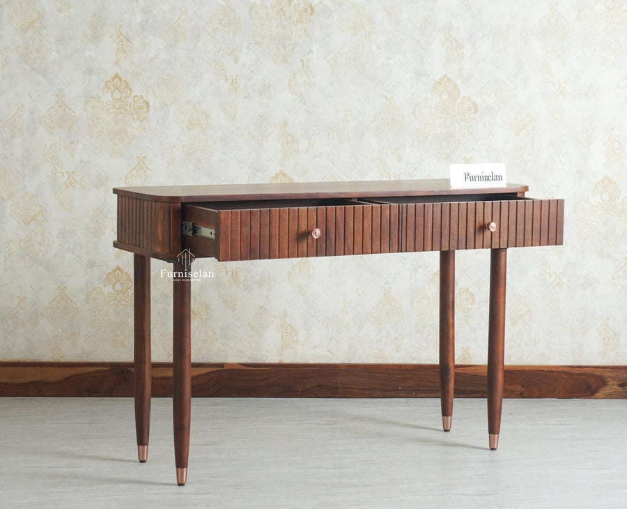 Eiffel Wooden Two Drawer Console Table Furniselan Grey Finish